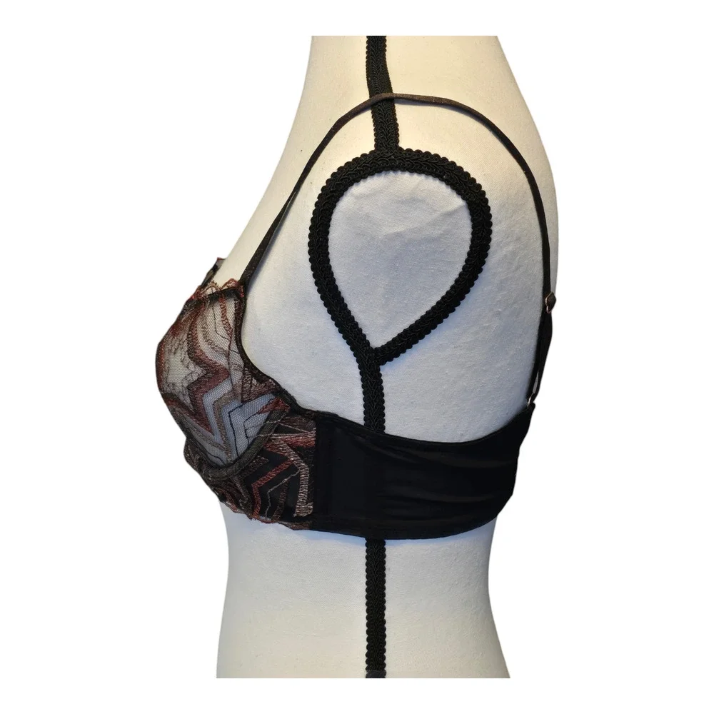 Savage x Fenty Bra Size 34B Henna Red Shining Star Unlined Demi Embroidered - Picture 2 of 8